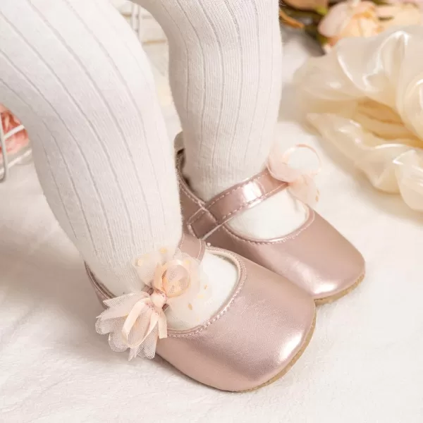 Meckior Infant Baby Girls Soft Sole Bowknot Princess Wedding Dress Mary Jane Flats Prewalker Newborn Light Baby Sneaker ShoesB02Pink