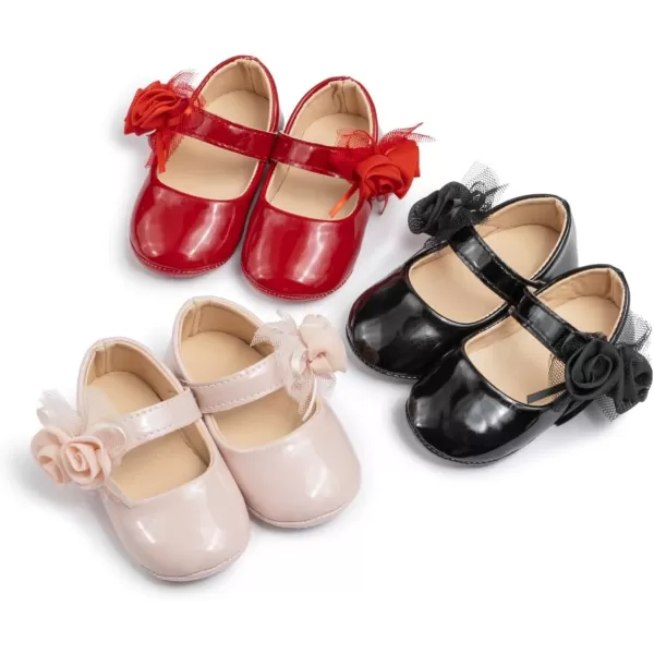 Meckior Infant Baby Girls Soft Sole Bowknot Princess Wedding Dress Mary Jane Flats Prewalker Newborn Light Baby Sneaker ShoesB03Black