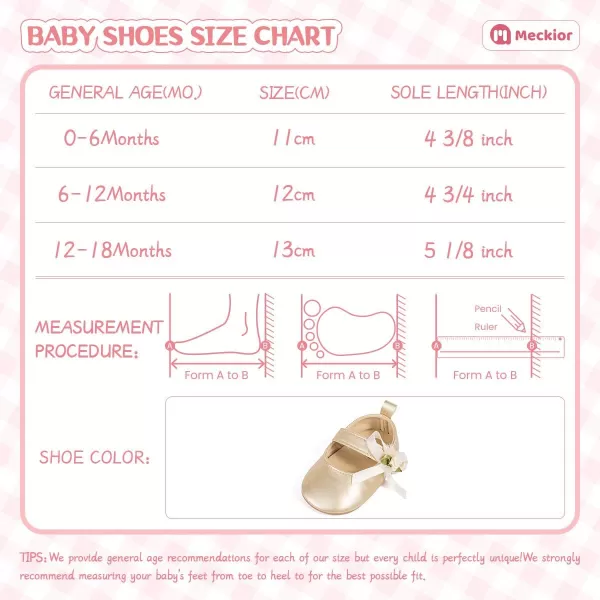 Meckior Infant Baby Girls Soft Sole Bowknot Princess Wedding Dress Mary Jane Flats Prewalker Newborn Light Baby Sneaker ShoesB04Gold