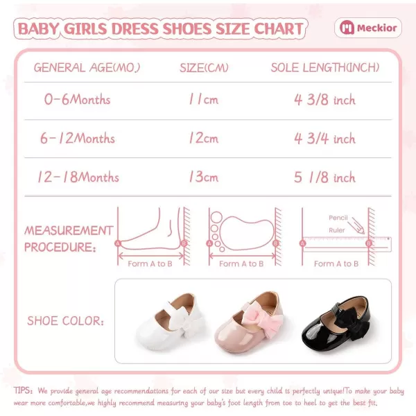 Meckior Infant Baby Girls Soft Sole Bowknot Princess Wedding Dress Mary Jane Flats Prewalker Newborn Light Baby Sneaker ShoesB05White