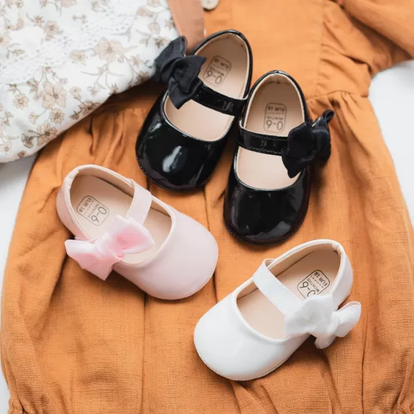 Meckior Infant Baby Girls Soft Sole Bowknot Princess Wedding Dress Mary Jane Flats Prewalker Newborn Light Baby Sneaker ShoesB05White