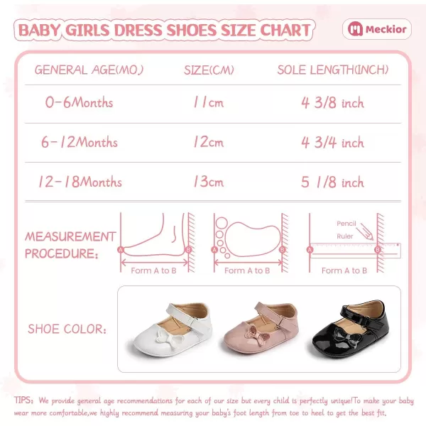 Meckior Infant Baby Girls Soft Sole Bowknot Princess Wedding Dress Mary Jane Flats Prewalker Newborn Light Baby Sneaker ShoesB10White