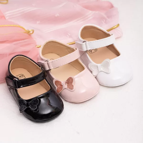 Meckior Infant Baby Girls Soft Sole Bowknot Princess Wedding Dress Mary Jane Flats Prewalker Newborn Light Baby Sneaker ShoesB10White