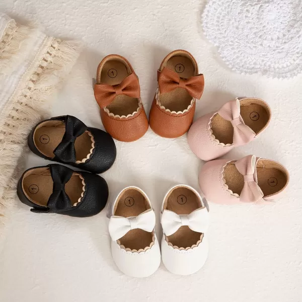 Meckior Infant Baby Girls Soft Sole Bowknot Princess Wedding Dress Mary Jane Flats Prewalker Newborn Light Baby Sneaker ShoesC01Black