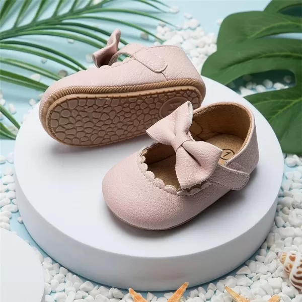 Meckior Infant Baby Girls Soft Sole Bowknot Princess Wedding Dress Mary Jane Flats Prewalker Newborn Light Baby Sneaker ShoesC01Pink