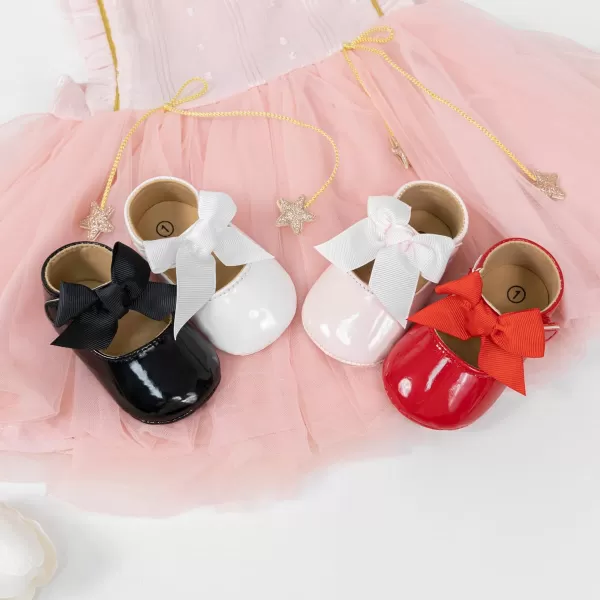 Meckior Infant Baby Girls Soft Sole Bowknot Princess Wedding Dress Mary Jane Flats Prewalker Newborn Light Baby Sneaker ShoesC20White