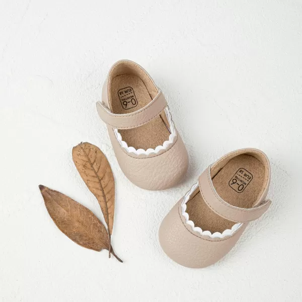 Meckior Infant Baby Girls Soft Sole Bowknot Princess Wedding Dress Mary Jane Flats Prewalker Newborn Light Baby Sneaker ShoesD01Little Brown