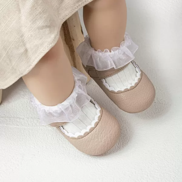 Meckior Infant Baby Girls Soft Sole Bowknot Princess Wedding Dress Mary Jane Flats Prewalker Newborn Light Baby Sneaker ShoesD01Little Brown