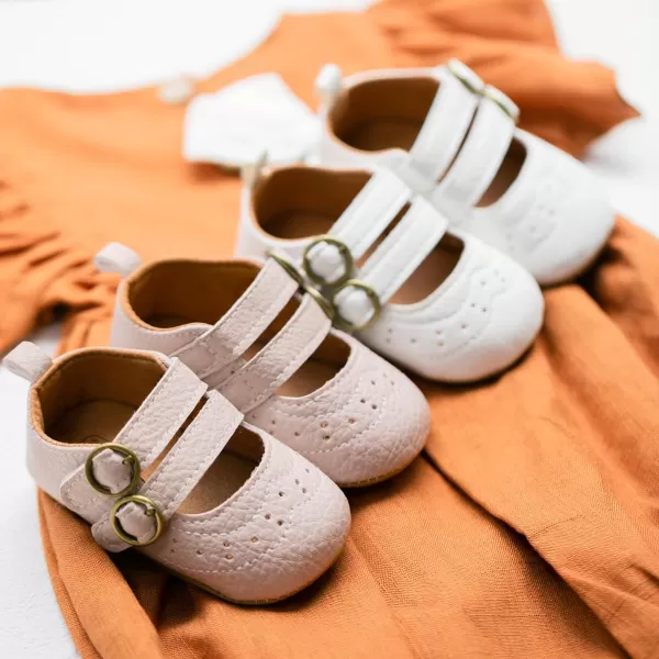Meckior Infant Baby Girls Soft Sole Bowknot Princess Wedding Dress Mary Jane Flats Prewalker Newborn Light Baby Sneaker ShoesD20Beige