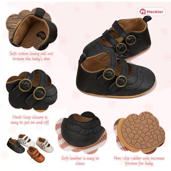 Meckior Infant Baby Girls Soft Sole Bowknot Princess Wedding Dress Mary Jane Flats Prewalker Newborn Light Baby Sneaker ShoesD20Black