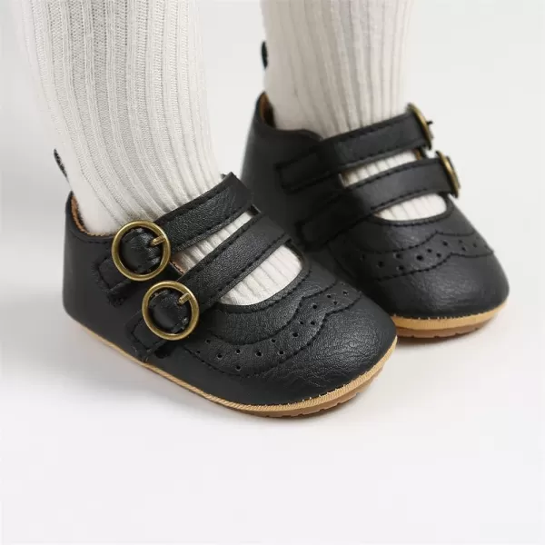Meckior Infant Baby Girls Soft Sole Bowknot Princess Wedding Dress Mary Jane Flats Prewalker Newborn Light Baby Sneaker ShoesD20Black