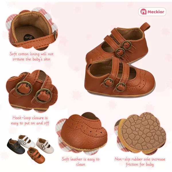 Meckior Infant Baby Girls Soft Sole Bowknot Princess Wedding Dress Mary Jane Flats Prewalker Newborn Light Baby Sneaker ShoesD20Brown