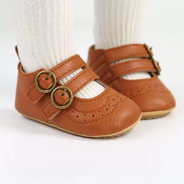 Meckior Infant Baby Girls Soft Sole Bowknot Princess Wedding Dress Mary Jane Flats Prewalker Newborn Light Baby Sneaker ShoesD20Brown