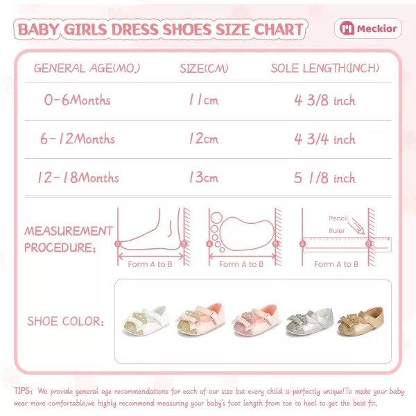 Meckior Infant Baby Girls Soft Sole Bowknot Princess Wedding Dress Mary Jane Flats Prewalker Newborn Light Baby Sneaker ShoesE01Silver