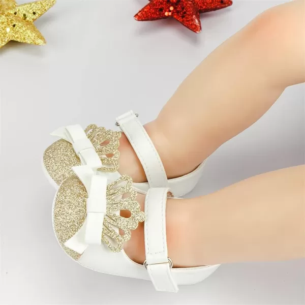 Meckior Infant Baby Girls Soft Sole Bowknot Princess Wedding Dress Mary Jane Flats Prewalker Newborn Light Baby Sneaker ShoesE02White