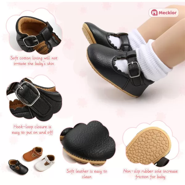 Meckior Infant Baby Girls Soft Sole Bowknot Princess Wedding Dress Mary Jane Flats Prewalker Newborn Light Baby Sneaker ShoesE20Black