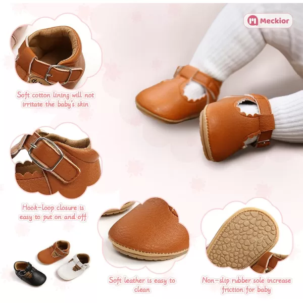 Meckior Infant Baby Girls Soft Sole Bowknot Princess Wedding Dress Mary Jane Flats Prewalker Newborn Light Baby Sneaker ShoesE20Brown