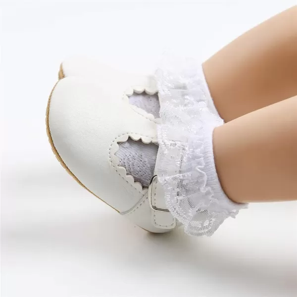 Meckior Infant Baby Girls Soft Sole Bowknot Princess Wedding Dress Mary Jane Flats Prewalker Newborn Light Baby Sneaker ShoesE20White