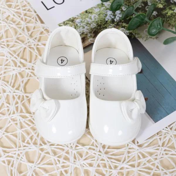 Meckior Infant Baby Girls Soft Sole Bowknot Princess Wedding Dress Mary Jane Flats Prewalker Newborn Light Baby Sneaker ShoesF30White