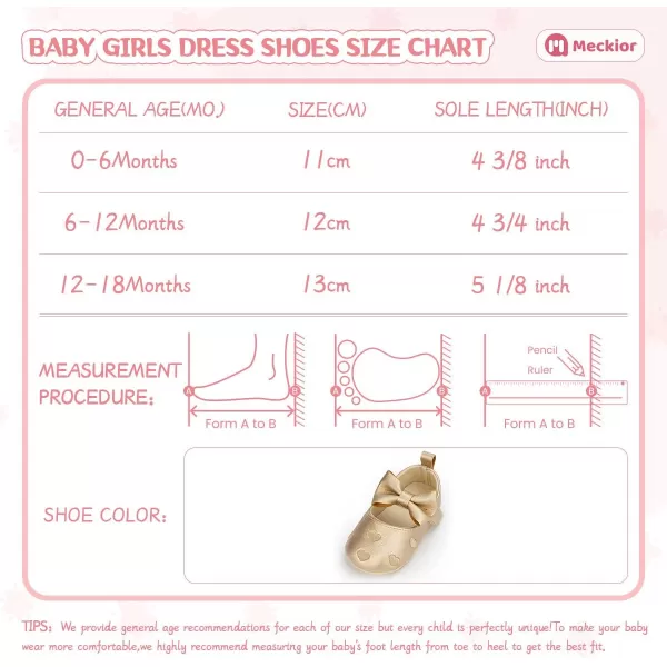 Meckior Infant Baby Girls Soft Sole Bowknot Princess Wedding Dress Mary Jane Flats Prewalker Newborn Light Baby Sneaker ShoesG20Gold