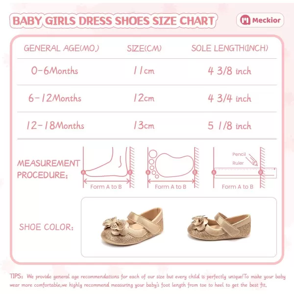 Meckior Infant Baby Girls Soft Sole Bowknot Princess Wedding Dress Mary Jane Flats Prewalker Newborn Light Baby Sneaker ShoesH01Gold
