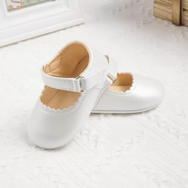 Meckior Infant Baby Girls Soft Sole Bowknot Princess Wedding Dress Mary Jane Flats Prewalker Newborn Light Baby Sneaker ShoesI01White