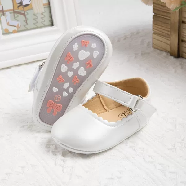 Meckior Infant Baby Girls Soft Sole Bowknot Princess Wedding Dress Mary Jane Flats Prewalker Newborn Light Baby Sneaker ShoesI01White