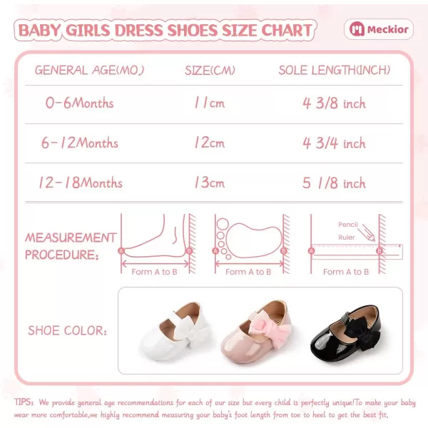 Meckior Infant Baby Girls Soft Sole Bowknot Princess Wedding Dress Mary Jane Flats Prewalker Newborn Light Baby Sneaker ShoesWwwWhite