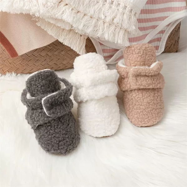 Meckior Newborn Infant Baby Girls Boys Warm Fleece Winter Booties First Walkers Slippers ShoesA02Deep Gray