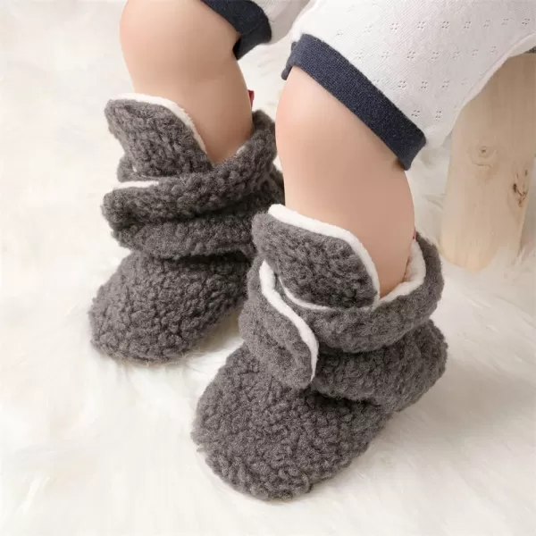 Meckior Newborn Infant Baby Girls Boys Warm Fleece Winter Booties First Walkers Slippers ShoesA02Deep Gray