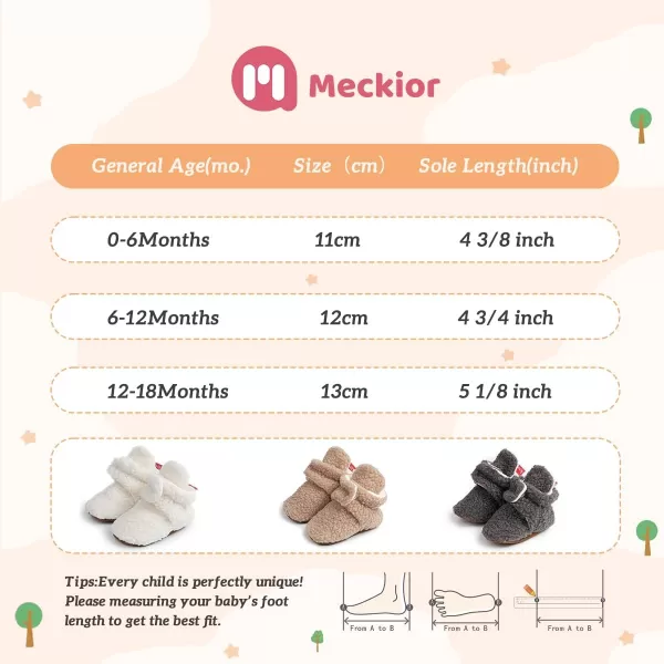 Meckior Newborn Infant Baby Girls Boys Warm Fleece Winter Booties First Walkers Slippers ShoesA02Deep Gray
