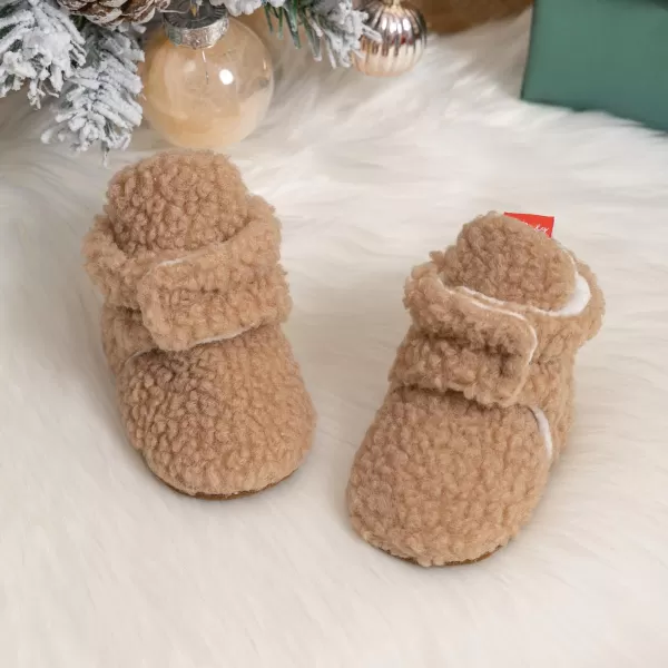 Meckior Newborn Infant Baby Girls Boys Warm Fleece Winter Booties First Walkers Slippers ShoesA02Khaki