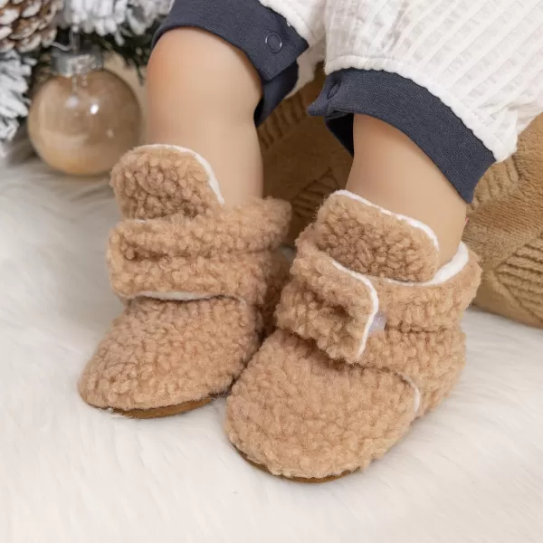Meckior Newborn Infant Baby Girls Boys Warm Fleece Winter Booties First Walkers Slippers ShoesA02Khaki