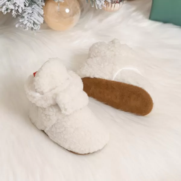 Meckior Newborn Infant Baby Girls Boys Warm Fleece Winter Booties First Walkers Slippers ShoesA02White