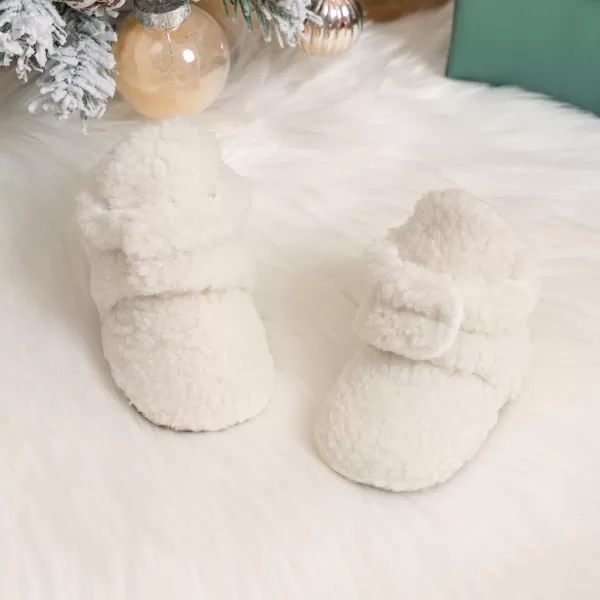Meckior Newborn Infant Baby Girls Boys Warm Fleece Winter Booties First Walkers Slippers ShoesA02White