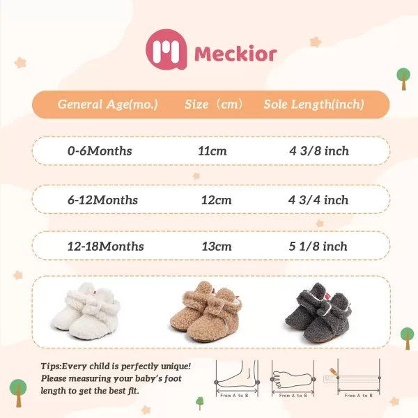 Meckior Newborn Infant Baby Girls Boys Warm Fleece Winter Booties First Walkers Slippers ShoesA02White