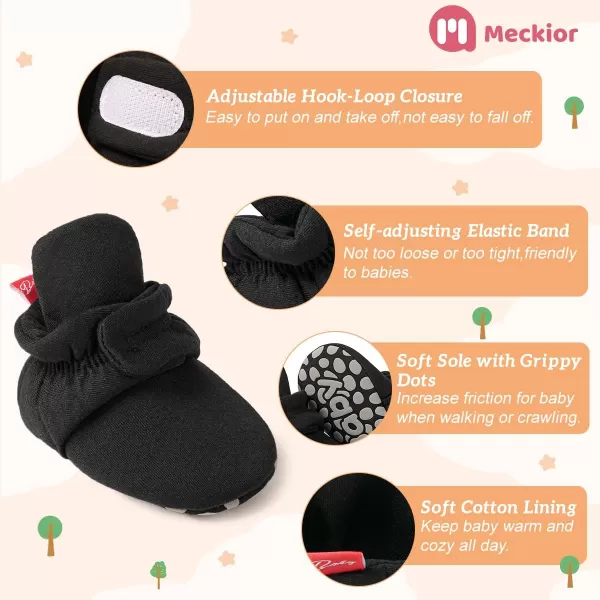 Meckior Newborn Infant Baby Girls Boys Warm Fleece Winter Booties First Walkers Slippers ShoesA10Black