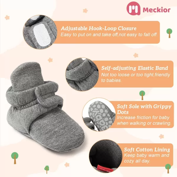 Meckior Newborn Infant Baby Girls Boys Warm Fleece Winter Booties First Walkers Slippers ShoesA10Deep Grey