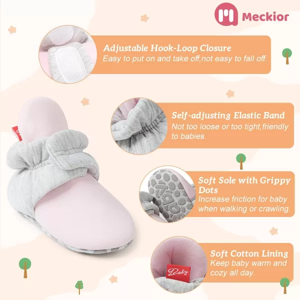 Meckior Newborn Infant Baby Girls Boys Warm Fleece Winter Booties First Walkers Slippers ShoesA10Pink Grey