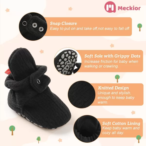 Meckior Newborn Infant Baby Girls Boys Warm Fleece Winter Booties First Walkers Slippers ShoesA12Black