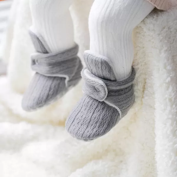 Meckior Newborn Infant Baby Girls Boys Warm Fleece Winter Booties First Walkers Slippers ShoesA12Gray
