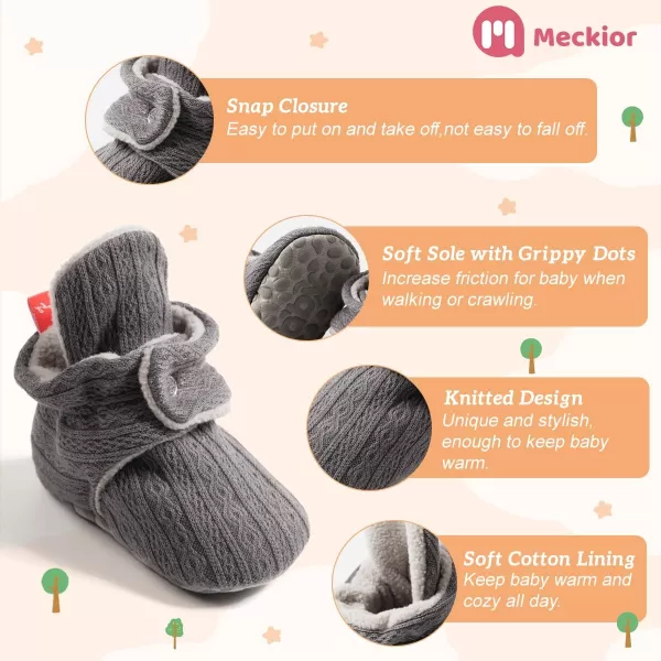 Meckior Newborn Infant Baby Girls Boys Warm Fleece Winter Booties First Walkers Slippers ShoesA12Gray