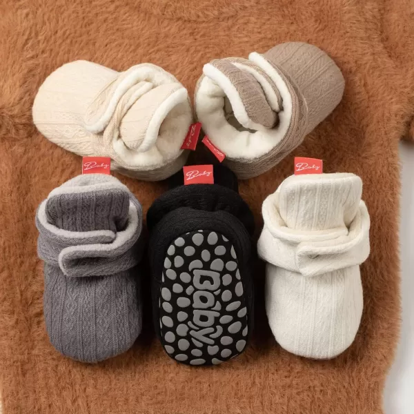 Meckior Newborn Infant Baby Girls Boys Warm Fleece Winter Booties First Walkers Slippers ShoesA12Light Brown