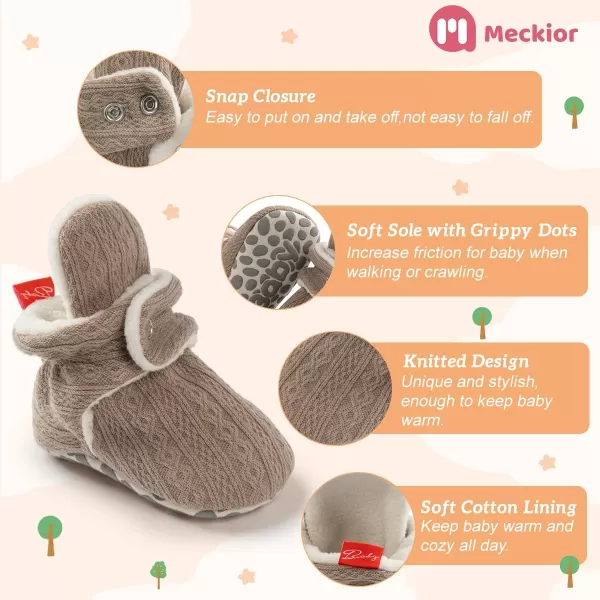 Meckior Newborn Infant Baby Girls Boys Warm Fleece Winter Booties First Walkers Slippers ShoesA12Light Brown