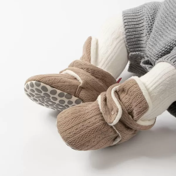 Meckior Newborn Infant Baby Girls Boys Warm Fleece Winter Booties First Walkers Slippers ShoesA12Light Brown