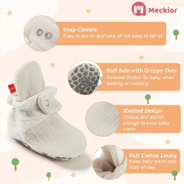 Meckior Newborn Infant Baby Girls Boys Warm Fleece Winter Booties First Walkers Slippers ShoesA12White