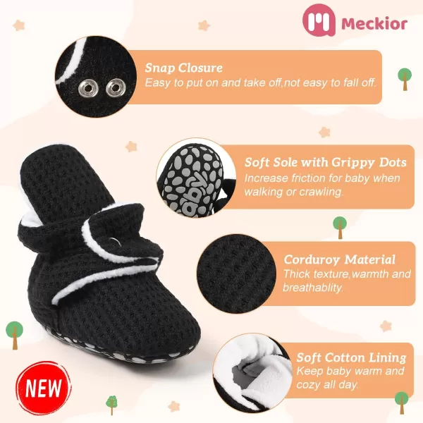 Meckior Newborn Infant Baby Girls Boys Warm Fleece Winter Booties First Walkers Slippers ShoesA14Black