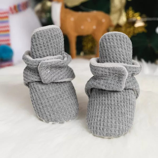 Meckior Newborn Infant Baby Girls Boys Warm Fleece Winter Booties First Walkers Slippers ShoesA14Dark Grey