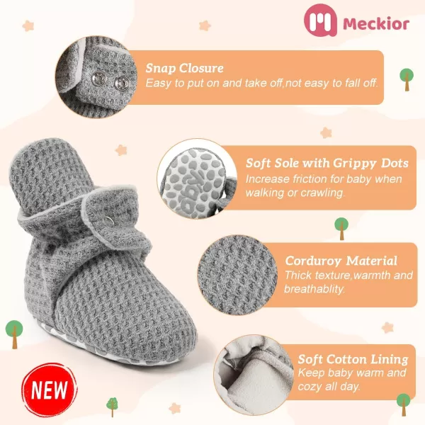 Meckior Newborn Infant Baby Girls Boys Warm Fleece Winter Booties First Walkers Slippers ShoesA14Dark Grey