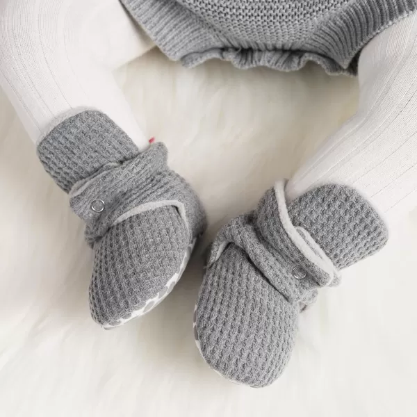 Meckior Newborn Infant Baby Girls Boys Warm Fleece Winter Booties First Walkers Slippers ShoesA14Dark Grey